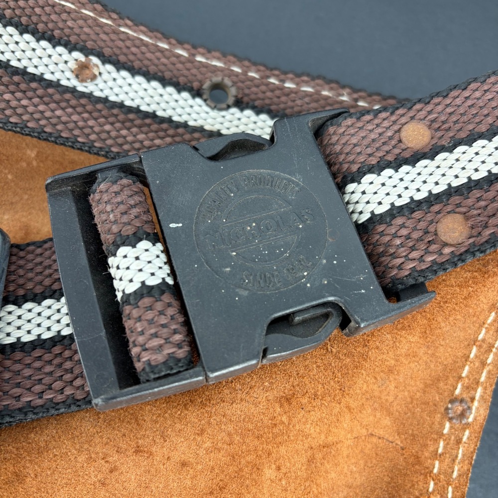 Nicholas Tool Belt Heavy Split Cowhide Leather Pockets Workwear Carpenter Apron - Picture 9 of 10